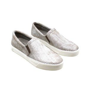 Naturalizer Perforated Slip-On Flats - Cream and White